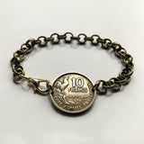 1952 France 10 Francs French coin rolo link bracelet jewelry Marianne Paris Marseille Lyon Toulouse Le Havre Bordeaux Nice Strasbourg Carcassonne Nantes Lille Montpellier Dijon Rennes Reims Avignon Metz Toulon Angers Dijon b000034