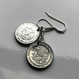 Mexico 50 Centavos coin earrings aguila Mexicana Ecatepec Juárez Culiacán Jalisco Cuernavaca Oaxaca Tijuana Veracruz Toluca Chiapas Pachuca Guadalajara Morelia Hidalgo Yucatán Monterrey Puebla Cancún León Aztecas Acapulco Durango Zócalo e000146