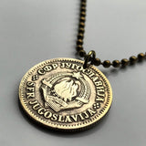 1981 Yugoslavia Jugoslavija Југославија 50 Para coin pendant socialist republics Serbia Croatia Macedonia Slovenia Montenegro Bosnia & Herzegovina Kosovo Belgrade Sarajevo Zagreb Skopje Ljubljana Vojvodina Podgorica Split Sušak South Slavic Balkan n003078