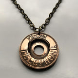 1953-1955 Israel coin pendant Asimon Telephone Token Jewish public rotary dial payphone Jerusalem Tel Aviv Haifa Rishon LeZion Petah Tikva Ashdod Star of David Netanya Torah Hebrew Judea Jaffa Masada Caesarea Tiberias Zion Nazareth Palestine n003264