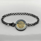 2016 Mexico 1 Peso coin rolo link bracelet Mexican golden eagle Ecatepec Puebla Oaxaca Juárez Morelia Chiapas Tijuana León Monterrey Culiacán Veracruz Yucatán Jalisco Acapulco Cancun Cuernavaca Pachuca Durango Sinaloa Chihuahua Zócalo Aztec b000108