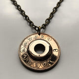 1953-1955 Israel coin pendant Asimon Telephone Token Jewish public rotary dial payphone Jerusalem Tel Aviv Haifa Rishon LeZion Petah Tikva Ashdod Star of David Netanya Torah Hebrew Judea Jaffa Masada Caesarea Tiberias Zion Nazareth Palestine n003264