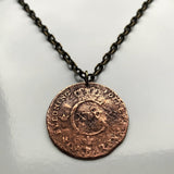antique! 1821 Sweden Sverige 1/2 Skilling coin pendant Swedish crown Tre Kroner initial C Stockholm Malmo Orebro Vasteras Helsingborg Norrkoping Smolandia Swede Norrland Gothenburg Linkoping Scandinavia Nordic Viking Gotaland Ostergotland Norsemen n003584