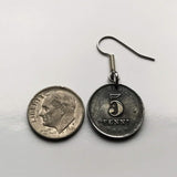Germany Deutschland 5 Pfennig Iron coin earrings jewelry World War 1 era black German eagle Berlin Hamburg Munich Cologne Frankfurt Stuttgart Düsseldorf Dortmund Bavaria Rothenburg Leipzig Bremen Dresden e000071