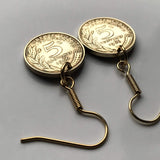 France 5 Centimes coin hook earrings dangle and drop French jewelry Marianne Paris Marseille Lyon Toulouse Bordeaux Lille Nice Rennes Reims Nantes Le Havre Toulon Dijon Strasbourg Seine Saint-Etienne Normandy e000018
