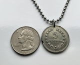 1975 El Salvador 5 Centavos Münze Anhänger Halskette Francisco Morazan Santa Ana Soyapango San Miguel Santa Tecla Mejicanos Apopa Ahuachapán Ilopango Colón Tonacatepeque Opico Zacatecoluca La Libertad Maya Tazumal Sonsonate Usulután Joya de Cerén n001694