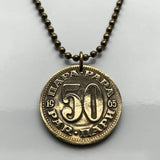 1981 Yugoslavia Jugoslavija Југославија 50 Para coin pendant socialist republics Serbia Croatia Macedonia Slovenia Montenegro Bosnia & Herzegovina Kosovo Belgrade Sarajevo Zagreb Skopje Ljubljana Vojvodina Podgorica Split Sušak South Slavic Balkan n003078