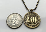 1981 Yugoslavia Jugoslavija Југославија 50 Para coin pendant socialist republics Serbia Croatia Macedonia Slovenia Montenegro Bosnia & Herzegovina Kosovo Belgrade Sarajevo Zagreb Skopje Ljubljana Vojvodina Podgorica Split Sušak South Slavic Balkan n003078