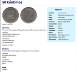 1965 Venezuela 50 Céntimos coin pendant necklace jewelry Simón Bolívar white horse Palomo Caracas Maracaibo Valencia pendant Barquisimeto Ciudad Guayana Maturín Barcelona Maracay Cumaná Barinas Miranda San Cristóbal n000480