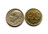 2005 Colombia 20 Pesos coin pendant necklace Colombian jewelry Simon Bolivar Bogota Medellin Cali Barranquilla Cartagena Pereira Santander Antioquia Valle del Cauca Cúcuta Caldas Bucaramanga cumbia parcero paisa n003134