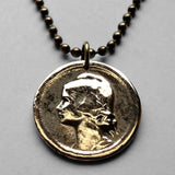 1925 Portugal 10 Centavos coin pendant Portuguese lady Lisboa Oporto Sintra Braga Guimarães Coimbra Funchal Beja Aveiro Azores Algarve Praia da Marinha Madeira Évora Faro Ourique Fatima Loures Setúbal Almada Vila Nova de Gaia Mirandese Quinas n000002
