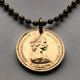 1971 Bahamas 1 Cent coin pendant necklace jewelry Bahamian starfish sea star Nassau Andros Exuma Junkanoo Rose Island Lighthouse Beach Rum Cay sea vacation n000500