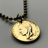 2005 Colombia 20 Pesos coin pendant necklace Colombian jewelry Simon Bolivar Bogota Medellin Cali Barranquilla Cartagena Pereira Santander Antioquia Valle del Cauca Cúcuta Caldas Bucaramanga cumbia parcero paisa n003134