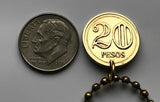 2005 Colombia 20 Pesos coin pendant necklace Colombian jewelry Simon Bolivar Bogota Medellin Cali Barranquilla Cartagena Pereira Santander Antioquia Valle del Cauca Cúcuta Caldas Bucaramanga cumbia parcero paisa n003134