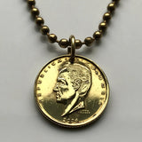 2005 Colombia 20 Pesos coin pendant necklace Colombian jewelry Simon Bolivar Bogota Medellin Cali Barranquilla Cartagena Pereira Santander Antioquia Valle del Cauca Cúcuta Caldas Bucaramanga cumbia parcero paisa n003134