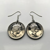 1992 England United Kingdom Great Britain 10 Pence coin earrings English lion London Manchester Birmingham Southampton Sheffield Liverpool Leeds Nottingham Bristol Newcastle Yorkshire Reading Portsmouth Leicester Norwich Canterbury Coventry Kent e000323