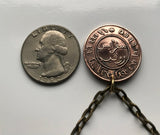 1859 Dutch East Indies Indonesia 1 Cent coin pendant lion Jakarta Surabaya Bandung Medan Bekasi Palembang Tangerang Sundaland Java Prambanan Borobudur Toraja Bali Sunda Islands Bhinneka Tunggal Minangkabau people Suku Minang Surabaya n003234