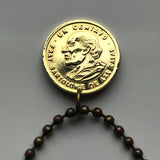 1978 Guatemala 1 Centavo coin pendant necklace jewelry resplendent Quetzal bird rifles espadas Chapín Villa Nueva Guate Central America K’iche' Mixco Villa Nueva Escuintla Huehuetenango Jutiapa Petapa Tikal Quiriguá Mayas n002118