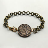 1911 Austria Österreich 2 Heller coin rolo link brass bracelet jewelry double headed eagle Austro-Hungarian Habsburg shield Vienna Salzburg Wien Graz Innsbruck Villach Sankt Pölten Wels Sölden Ischgl Gmunden Vorarlberg Zell am See Hungary b000071