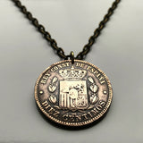 1878 Spain España 10 Centimos Spanish coin pendant escudo Español Madrid Barcelona Sevilla Málaga Cadiz Bilbao A Coruña Granada Córdoba Valencia Zaragoza Toledo Tenerife Murcia Asturias Cataluña Catalan Vigo Gijón Ibiza Oviedo Hispania Iberia n000368