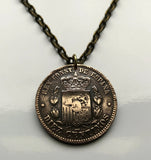 1878 Spain España 10 Centimos Spanish coin pendant escudo Español Madrid Barcelona Sevilla Málaga Cadiz Bilbao A Coruña Granada Córdoba Valencia Zaragoza Toledo Tenerife Murcia Asturias Cataluña Catalan Vigo Gijón Ibiza Oviedo Hispania Iberia n000368