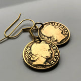 Argentina 5 Centavos coin earrings jewelry lady liberty Phrygian cap Sol de Mayo Buenos Aires Tucumán Salta San Juan Entre Ríos Río de la Plata Puerto Gran Chaco Córdoba Rosario Mendoza Mar del Plata Quilmes e000375