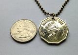 2000 Belize British Honduras 1 Dollar coin pendant carrack Santa Maria caravel Niña Pinta ship Christopher Columbus Belmopan Benque n001400