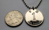 1995 British Hong Kong China 1 Dollar coin pendant Bauhinia orchid flower blossom floral Sham Shui Po Yau Tsim Mong Kwai Tsing Tai Po Sha Tin n000466