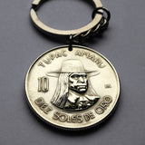1974 Peru 10 Soles coin pendant Tupac Amaru Sapa Inca Cuzco Machu Picchu Urubamba Pisac Ollantaytambo Moray Sacsayhuaman Quechua n002373