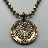 1875 Germany Deutschland 1 Pfennig coin pendant black German eagle Berlin Hamburg Munich Cologne Frankfurt Stuttgart Düsseldorf Dortmund Leipzig Bremen Dresden Hanover Bavaria Bonn Nuremberg n000177