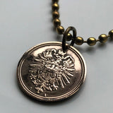 1875 Germany Deutschland 1 Pfennig coin pendant black German eagle Berlin Hamburg Munich Cologne Frankfurt Stuttgart Düsseldorf Dortmund Leipzig Bremen Dresden Hanover Bavaria Bonn Nuremberg n000177