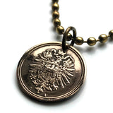 1875 Germany Deutschland 1 Pfennig coin pendant black German eagle Berlin Hamburg Munich Cologne Frankfurt Stuttgart Düsseldorf Dortmund Leipzig Bremen Dresden Hanover Bavaria Bonn Nuremberg n000177