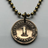 1875 Germany Deutschland 1 Pfennig coin pendant black German eagle Berlin Hamburg Munich Cologne Frankfurt Stuttgart Düsseldorf Dortmund Leipzig Bremen Dresden Hanover Bavaria Bonn Nuremberg n000177