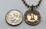 1875 Germany Deutschland 1 Pfennig coin pendant black German eagle Berlin Hamburg Munich Cologne Frankfurt Stuttgart Düsseldorf Dortmund Leipzig Bremen Dresden Hanover Bavaria Bonn Nuremberg n000177