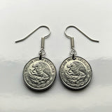 Mexico 50 Centavos coin earrings aguila Mexicana Ecatepec Juárez Culiacán Jalisco Cuernavaca Oaxaca Tijuana Veracruz Toluca Chiapas Pachuca Guadalajara Morelia Hidalgo Yucatán Monterrey Puebla Cancún León Aztecas Acapulco Durango Zócalo e000146