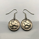 Ireland Éire 3 Pence coin earrings Irish rabbit bunny hare Dublin Gaelic harp cláirseach Cork Ulster Carlow Hibernia Galway Limerick Waterford St Patrick's Day Guinness Connacht Leinster e000025
