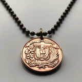 1957 Dominican Republic 1 Centavo coin pendant necklace jewelry Santo Domingo Santiago Quisqueya Cibao La Vega Ciudad Colonial San Pedro de Macorís La Romana Higüey Moca n000902