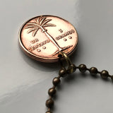 1957 Dominican Republic 1 Centavo coin pendant necklace jewelry Santo Domingo Santiago Quisqueya Cibao La Vega Ciudad Colonial San Pedro de Macorís La Romana Higüey Moca n000902
