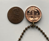 1957 Dominican Republic 1 Centavo coin pendant necklace jewelry Santo Domingo Santiago Quisqueya Cibao La Vega Ciudad Colonial San Pedro de Macorís La Romana Higüey Moca n000902