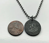 1923 Poland Polska 20 Groszy coin pendant white Polish eagle Warsaw Krakow Wroclaw Lodz Poznan Gdansk Szczecin Bydgoszcz Lublin Poles Polans Polonia Bialystok Katowice Gdynia Czestochowa Radom Lechitic Zakopane Oswiecim Kolobrzeg Kashubians n000810