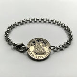 Portugal 2-1/2 Escudos coin bracelet Portuguese caravela ship Quinas Lisboa Porto Braga Sintra Faro Coimbra Funchal Aveiro Guimarães Ponta Delgada Faro Ourique Mirandese Lagos Fatima b000069