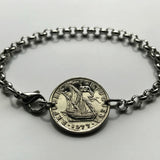 Portugal 2-1/2 Escudos coin bracelet Portuguese caravela ship Quinas Lisboa Porto Braga Sintra Faro Coimbra Funchal Aveiro Guimarães Ponta Delgada Faro Ourique Mirandese Lagos Fatima b000069