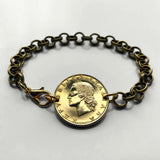 1957 Italy 20 Lire coin bracelet lady Minerva Rome Florence Venice Milan Torino Palermo Napoli Genoa Verona Perugia Siena Padua Bologna Modena Tuscany Cagliari Pisa Bergamo Matera Bari Lecce San Gimignano Trieste Ferrara Sorrento Taranto Capri b000087