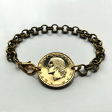1957 Italy 20 Lire coin bracelet lady Minerva Rome Florence Venice Milan Torino Palermo Napoli Genoa Verona Perugia Siena Padua Bologna Modena Tuscany Cagliari Pisa Bergamo Matera Bari Lecce San Gimignano Trieste Ferrara Sorrento Taranto Capri b000087