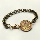 2005 Poland Polska 5 Groszy coin bracelet jewelry white Polish eagle Warsaw Kraków Łódź Wrocław Poznań Gdańsk Szczecin Bydgoszcz Lublin Polak Polonia Zakopane Oświęcim Kołobrzeg Kashubians Białystok b000086