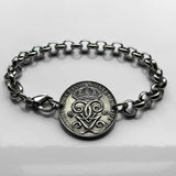 1944 Sweden Sverige 2 Ore coin rolo link bracelet Swedish crown initial G Tre Kroner Swedes Stockholm Gothenburg Malmo Uppsala Linkoping Orebro Ostergotland Norrland Scandinavia Nordic Vikings Norse Svealand Scandes Gotaland Vasteras Helsingborg b000057