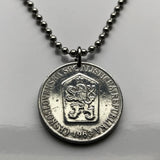 1962 Czechoslovakia 25 Haleru coin pendant socialist Czech lion Slovakia Prague Moravia Bohemia Brno Ostrava Plzen Bratislava Kosice Liberec Olomouc Czech Silesia Charles Bridge Liberec Olomouc Czech Silesia Charles Bridge Cesky Krumlov Kutna Hora n003429