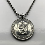 1962 Czechoslovakia 25 Haleru coin pendant socialist Czech lion Slovakia Prague Moravia Bohemia Brno Ostrava Plzen Bratislava Kosice Liberec Olomouc Czech Silesia Charles Bridge Liberec Olomouc Czech Silesia Charles Bridge Cesky Krumlov Kutna Hora n003429