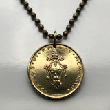 1971 Vatican City Italy Rome 20 Lire coin pendant crossed keys Holy See red deer Pope Paul VI Roman Catholic church Christianity Apostolic Papal Palace bishop papacy episcopal diocese Ecclesiology St Peter's Basilica Capitoline Hill Raphael Rooms n000814