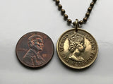 1965 British Hong Kong China 10 Cent coin pendant necklace Pearl of the Orient lion Sham Shui Po Yau Tsim Mong Kwai Tsing Tai Po Sha Tin Chinese Pearl River Delta Kwun Tong Yuen Long Kwai n003466